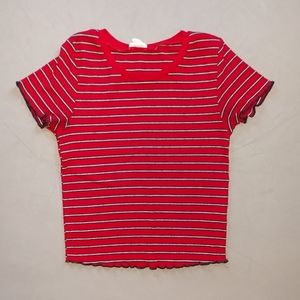 garage striped crop top